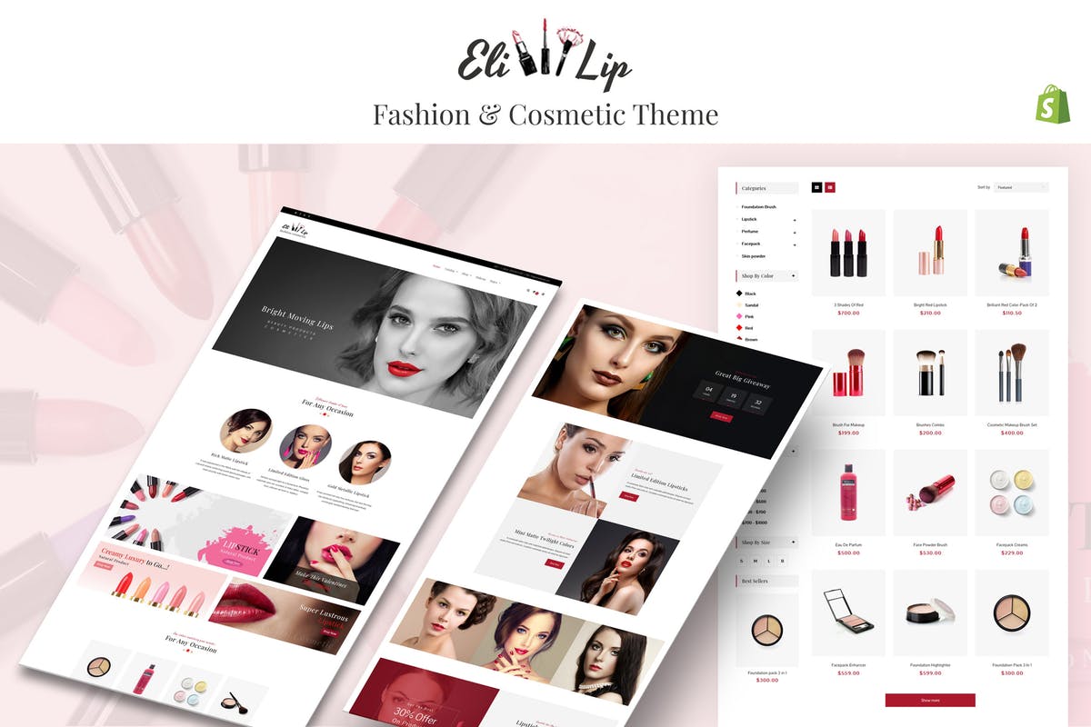 化妆品网上商城外贸网站Shopify主题模板第一素材精选 Eli – Lipstick & Nail Polish Store Shopify Theme插图