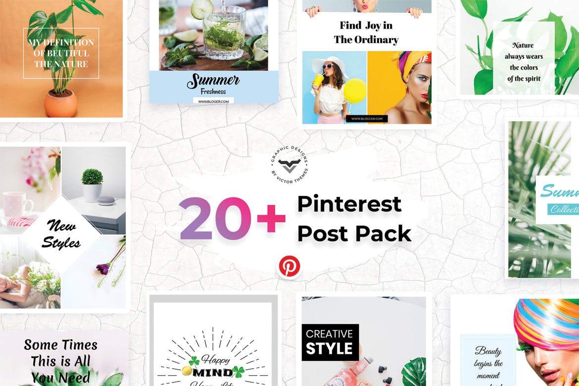 20+Pinterest社交网站文章配图设计模板蚂蚁素材精选 Pinterest Social Media Templates插图(1)