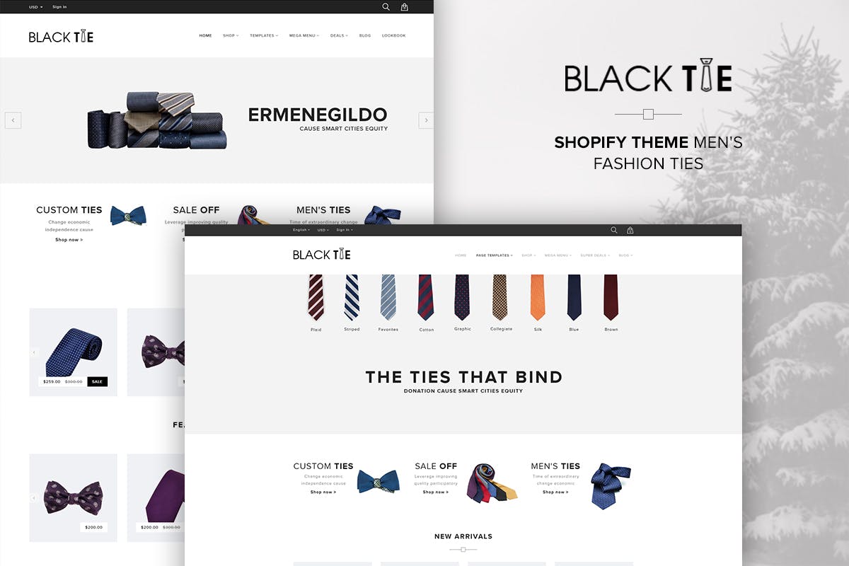 男士服饰电商网站Shopify主题模板第一素材精选 eCommerce Shopify Theme Men’s Fashion Ties插图