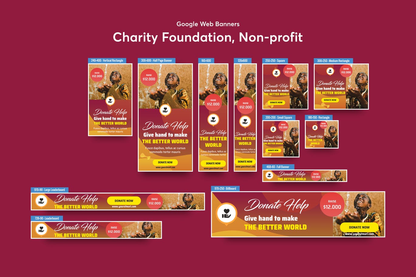 慈善基金会非营利组织推广Banner大洋岛精选广告模板 Charity Foundation, Non-profit Banners Ad插图