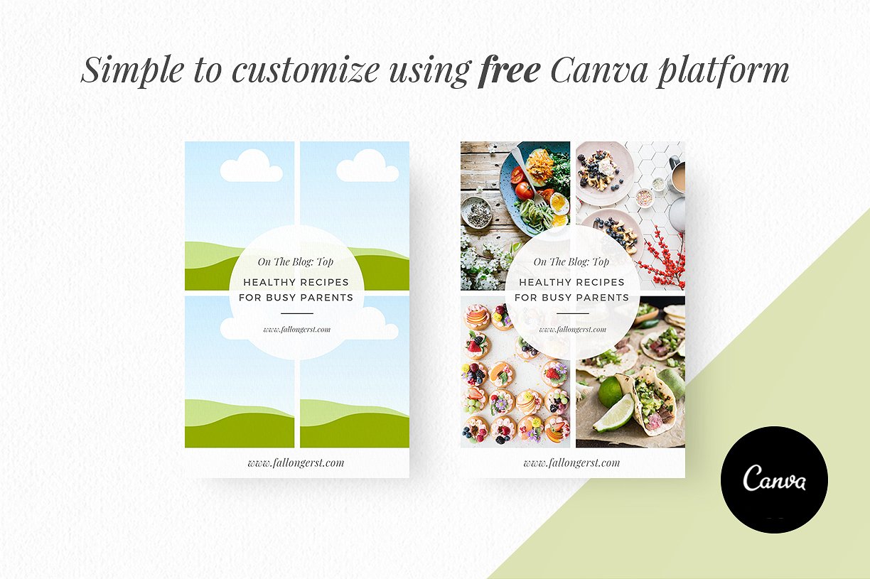 时髦的食物博客Canva模板蚂蚁素材精选下载 Food Blogger Pinterest Templates [jpg,pdf]插图(9)