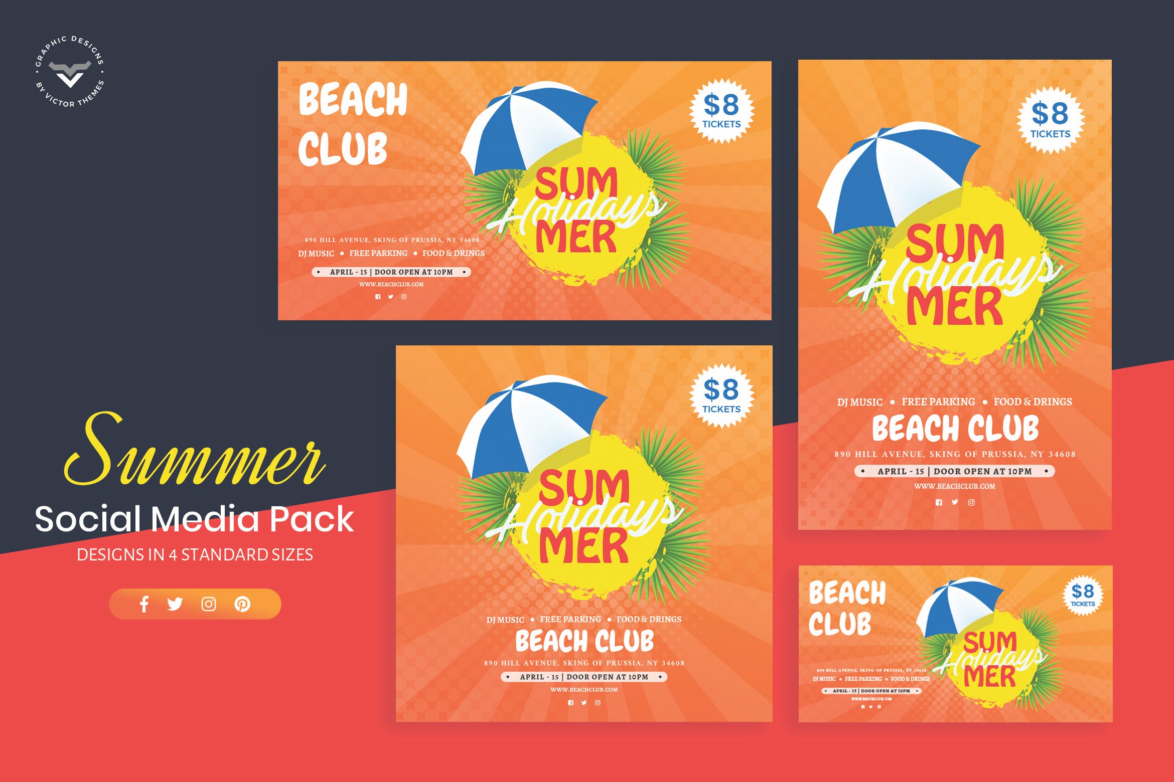夏日主题社交媒体广告设计模板第一素材精选 Summer Social Media Template插图