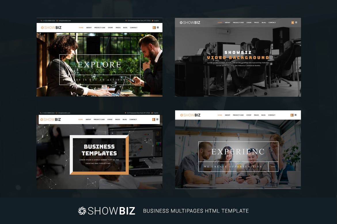 创意响应式设计风格多用途企业网站HTML模板第一素材精选 Showbiz – Multipages Business HTML Template插图(1)