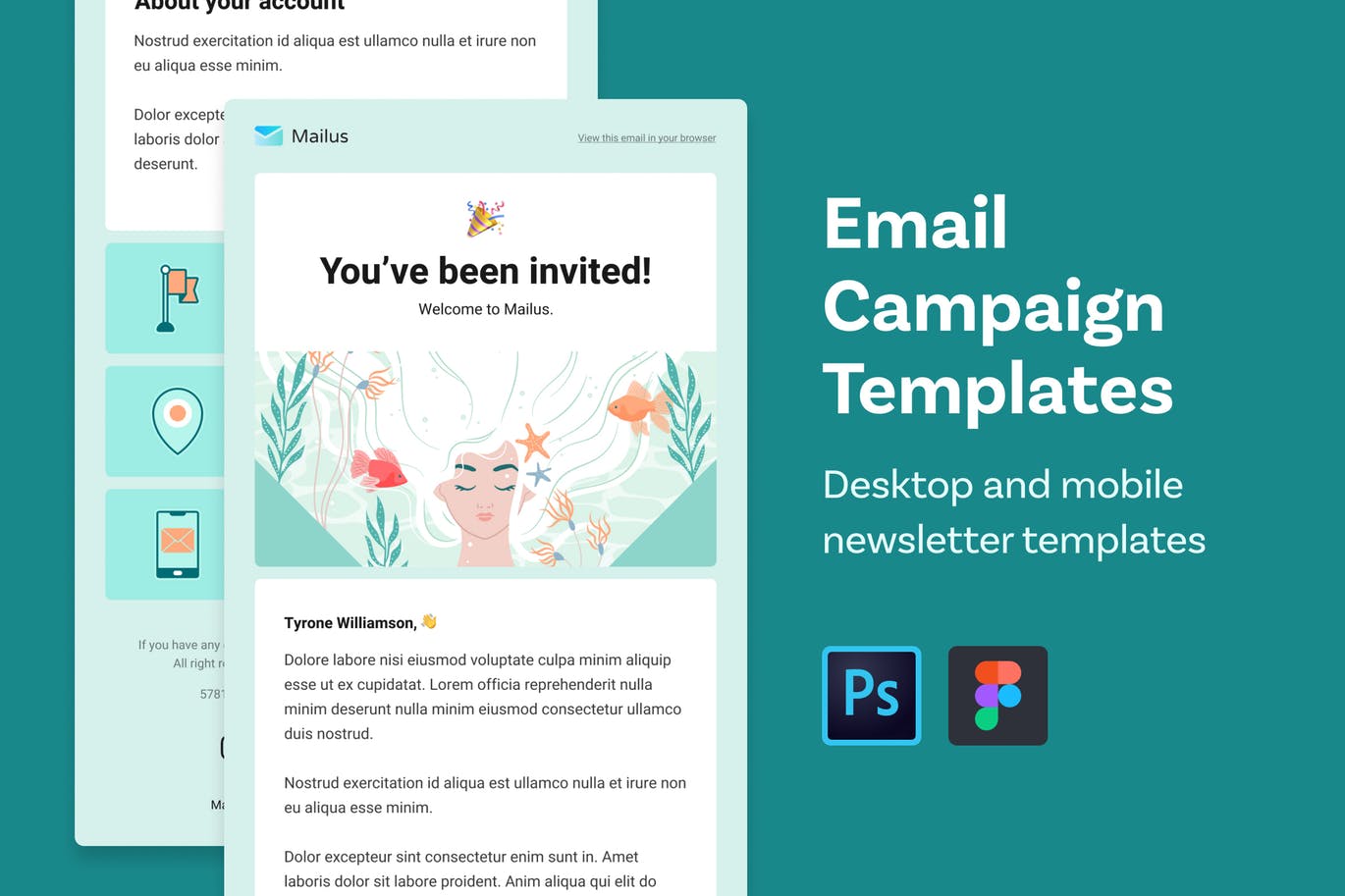 注册用户信息通知&邀请主题EDM邮件模板第一素材精选 Email Templates (Profile and Welcome)插图