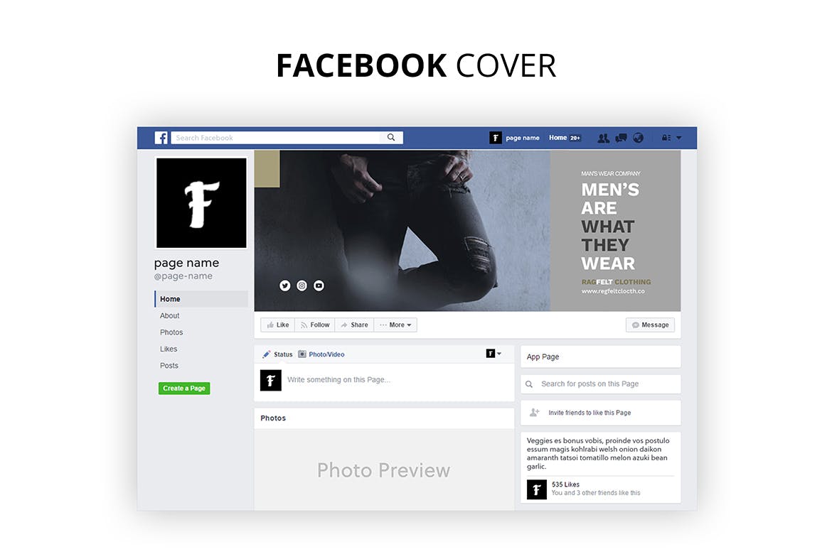 男性时尚媒体Facebook主页封面设计模板第一素材精选 Ragfelt Man Fashion Facebook Cover插图(2)
