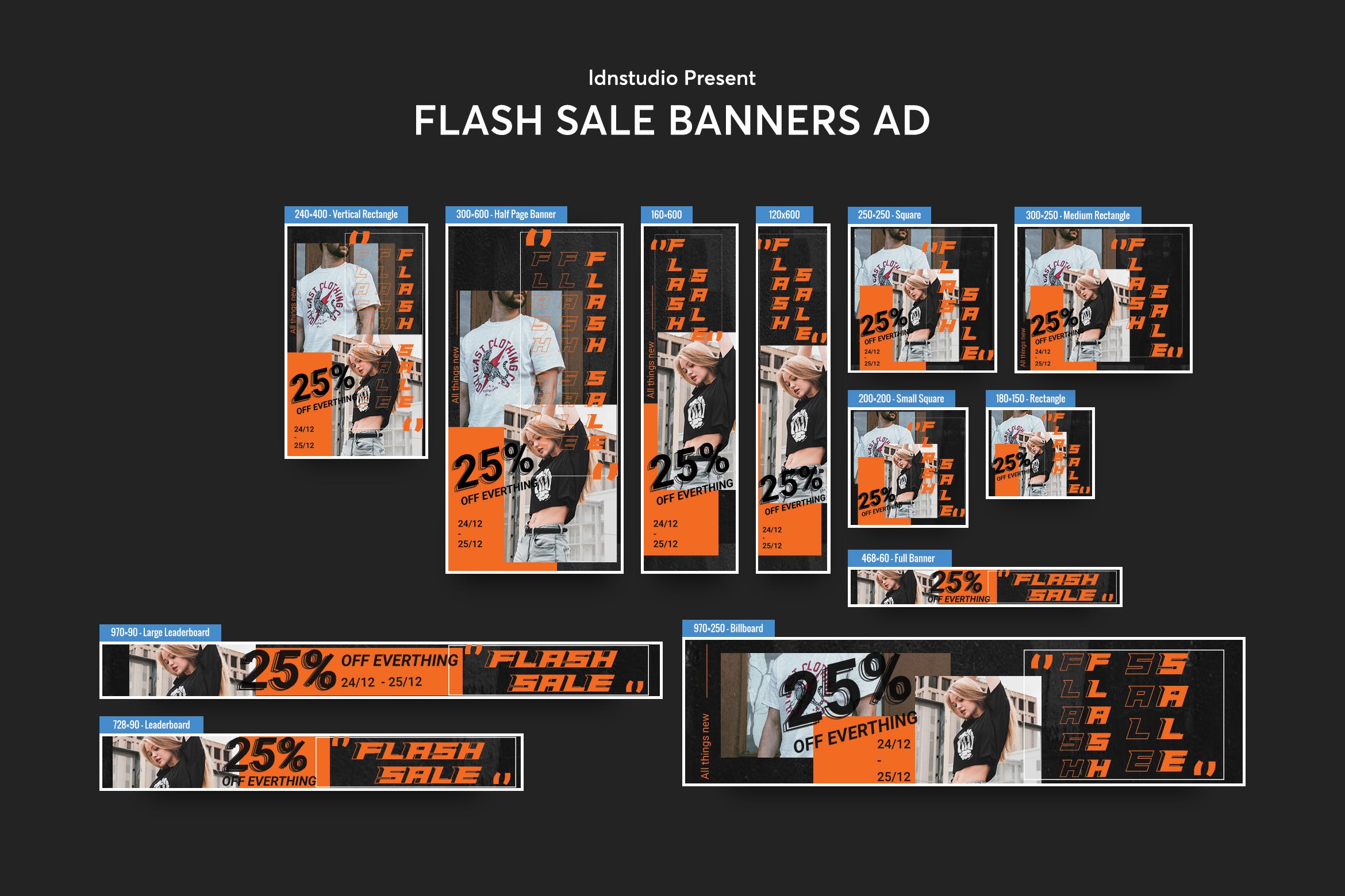 网站常规尺寸标准时尚促销网站广告Banner图设计PSD模板 Flash Sale Sale Banners Ad Banners Ad PSD Template插图