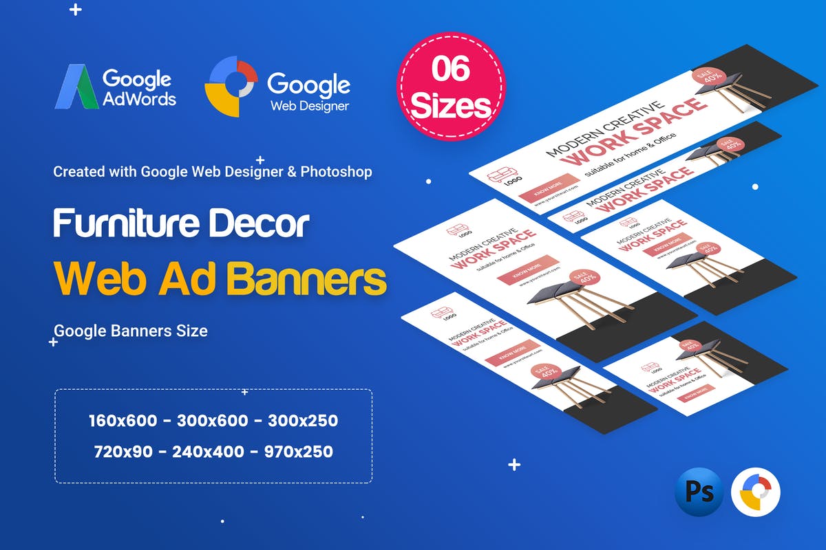 家具装饰HTML5横幅广告图片设计模板素材 Furniture Decor Banners HTML5 D44 Ad – GWD & PSD插图