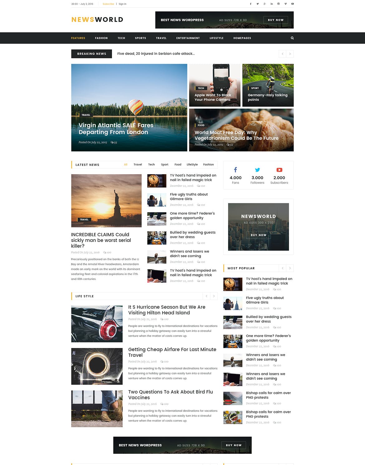 新闻资讯杂志类网站设计HTML模板第一素材精选 Newsworld | Mutil-Concept Magazine HTML5 Template插图(3)
