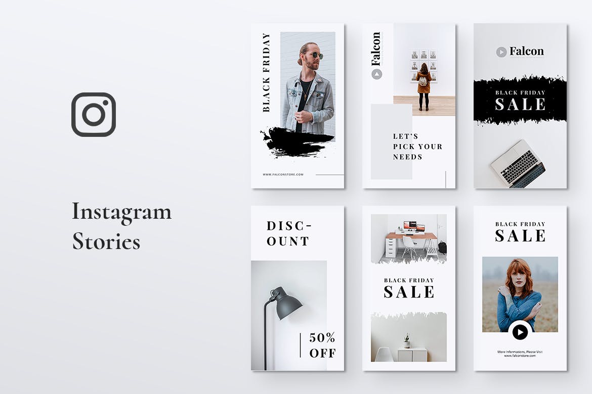 创意设计代理Instagram品牌推广设计模板第一素材精选 FALCON Creative Agency Instagram Stories插图(2)