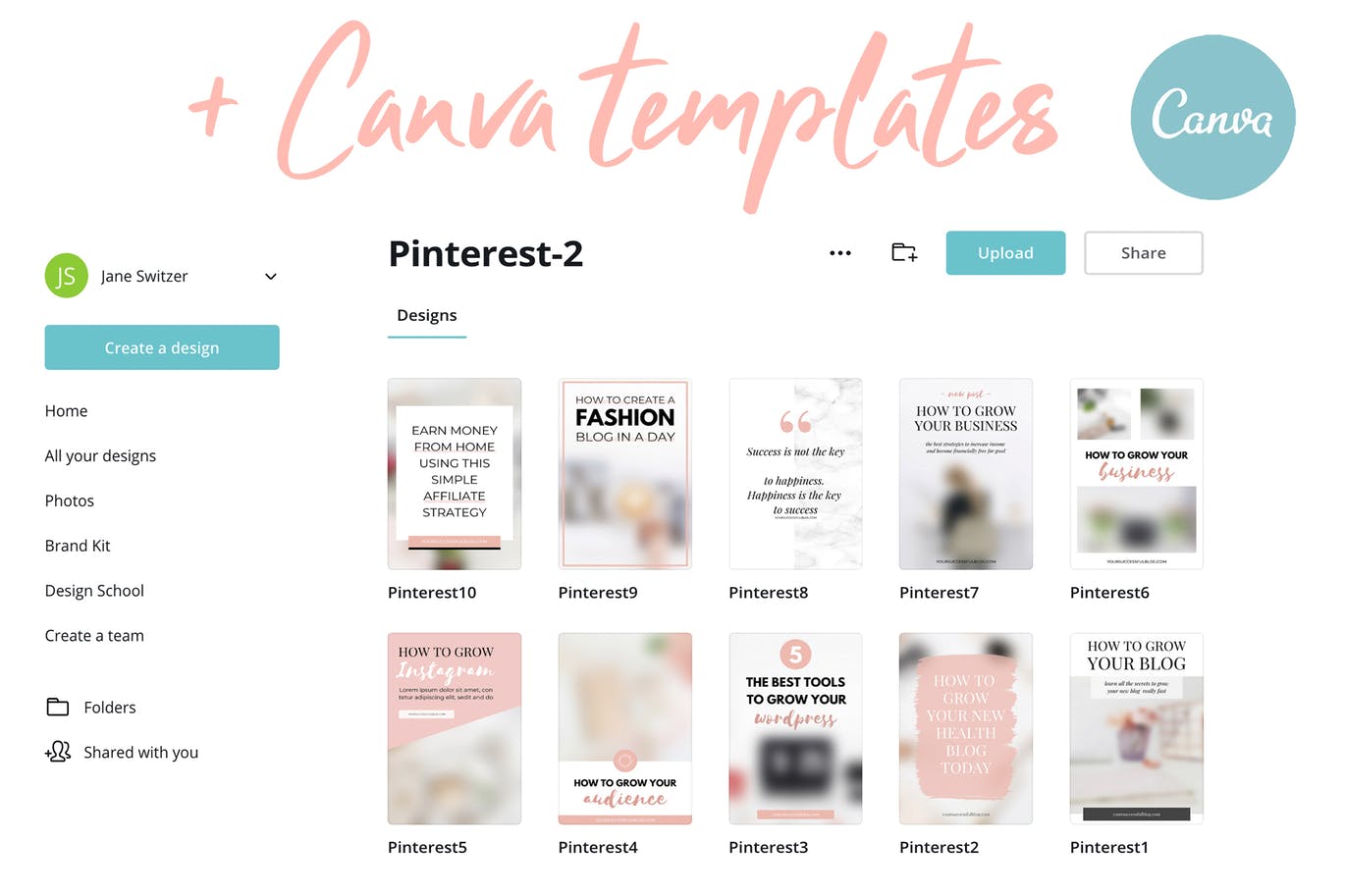 10款粉色主题Pinterest社交贴图广告设计模板蚂蚁素材精选v2 Canva Pinterest Templates V.2插图(2)