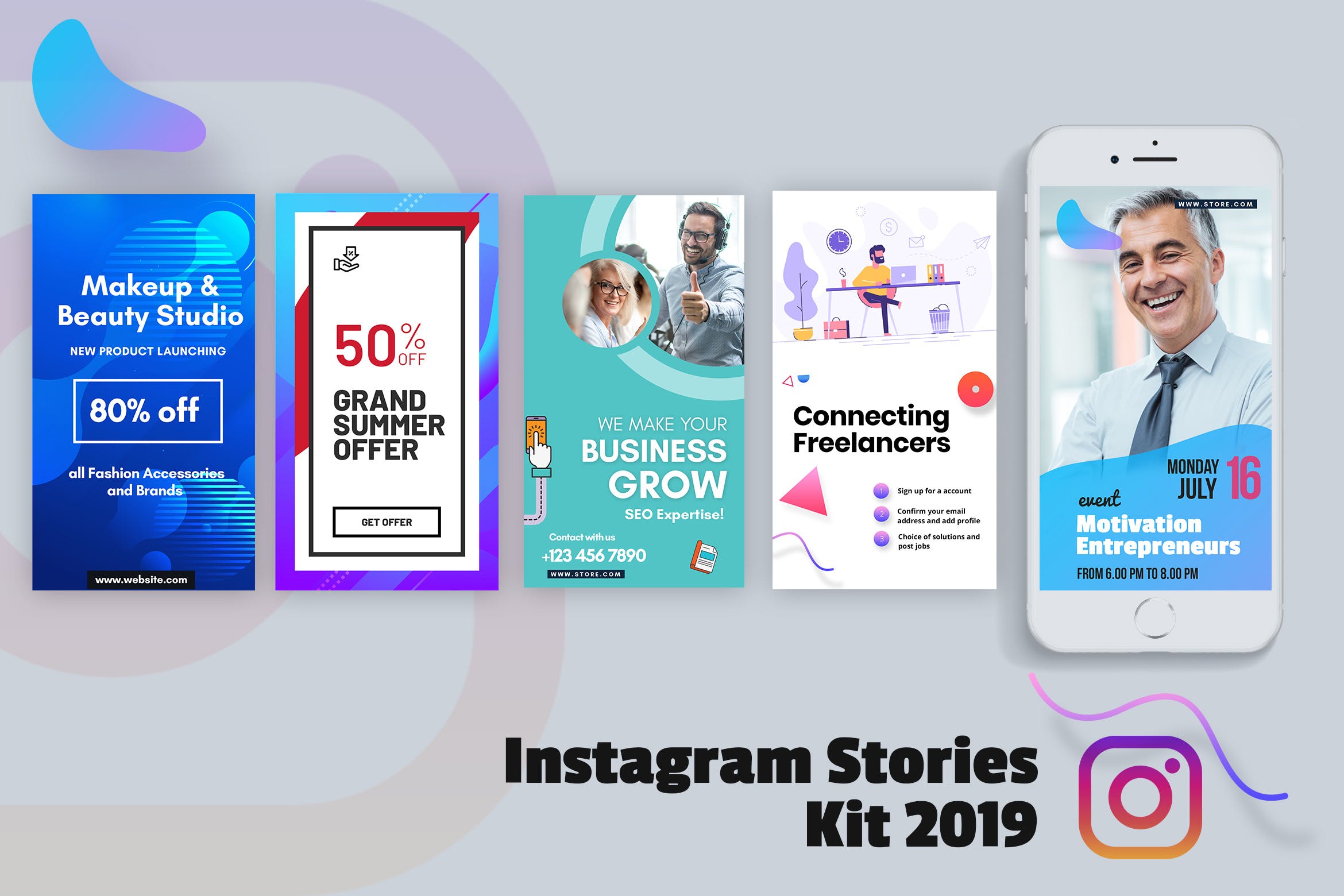 创意社交媒体故事贴图/广告设计PSD模板蚂蚁素材精选 Creative Instagram Stories Kit 2019插图