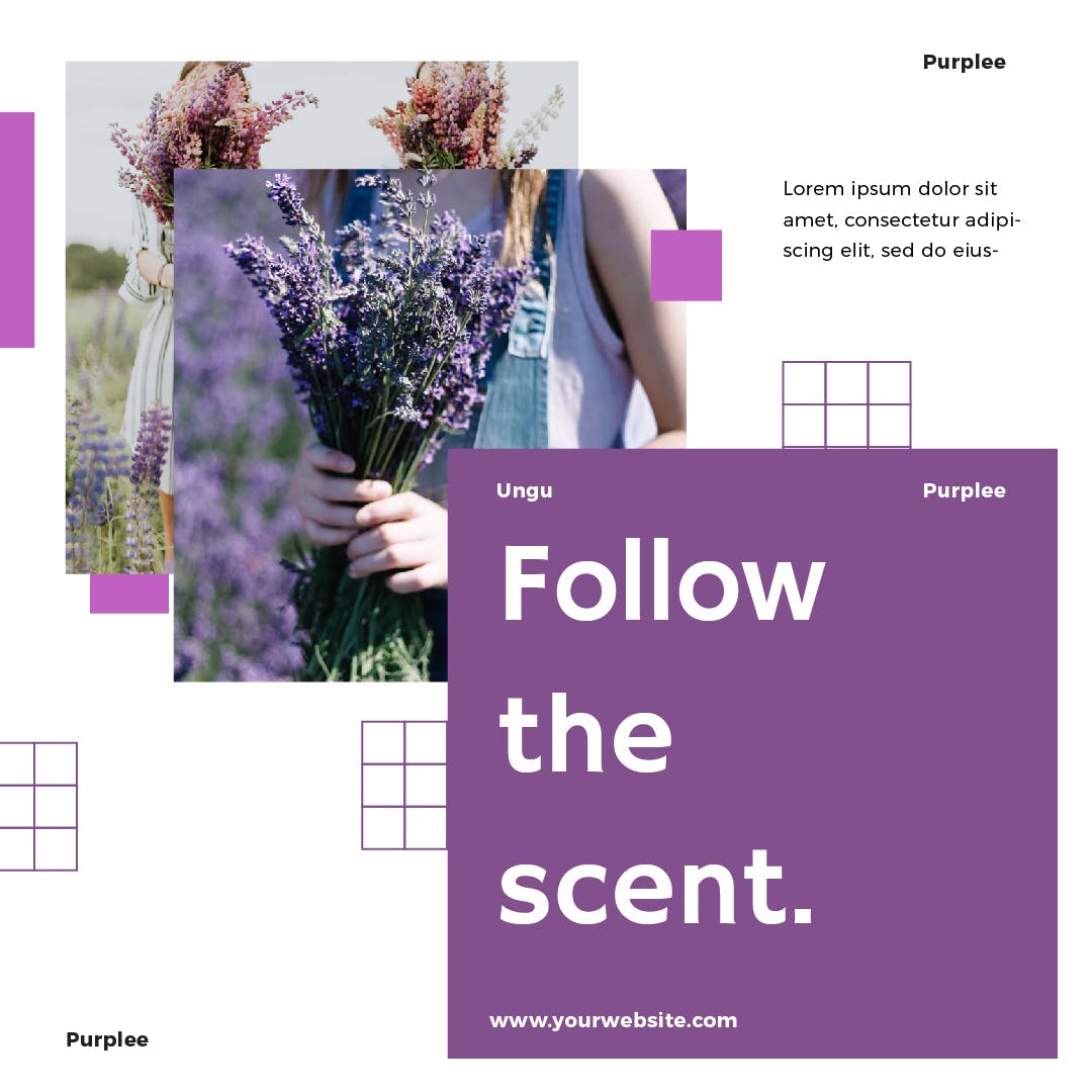 薰衣草配色社交媒体广告Banner图设计模板第一素材精选 Lavender Social Media Banners插图(3)