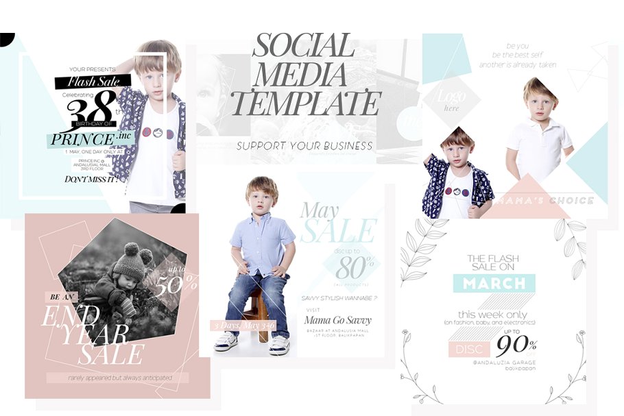 婴幼主题社交媒体贴图模板蚂蚁素材精选 Purposh, Social Media Template Promo插图(5)
