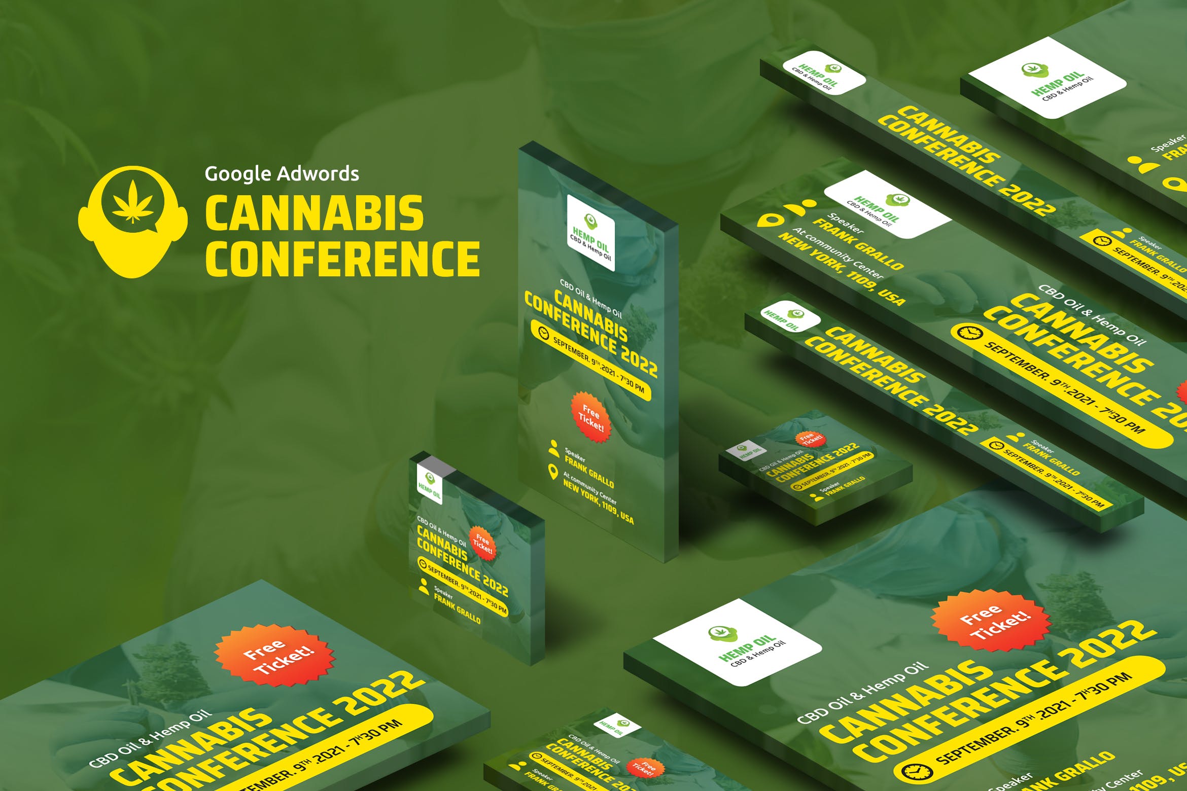 医疗生物研究会议推广Banner第一素材精选广告模板素材 Cannabis Conference Banners Ad插图
