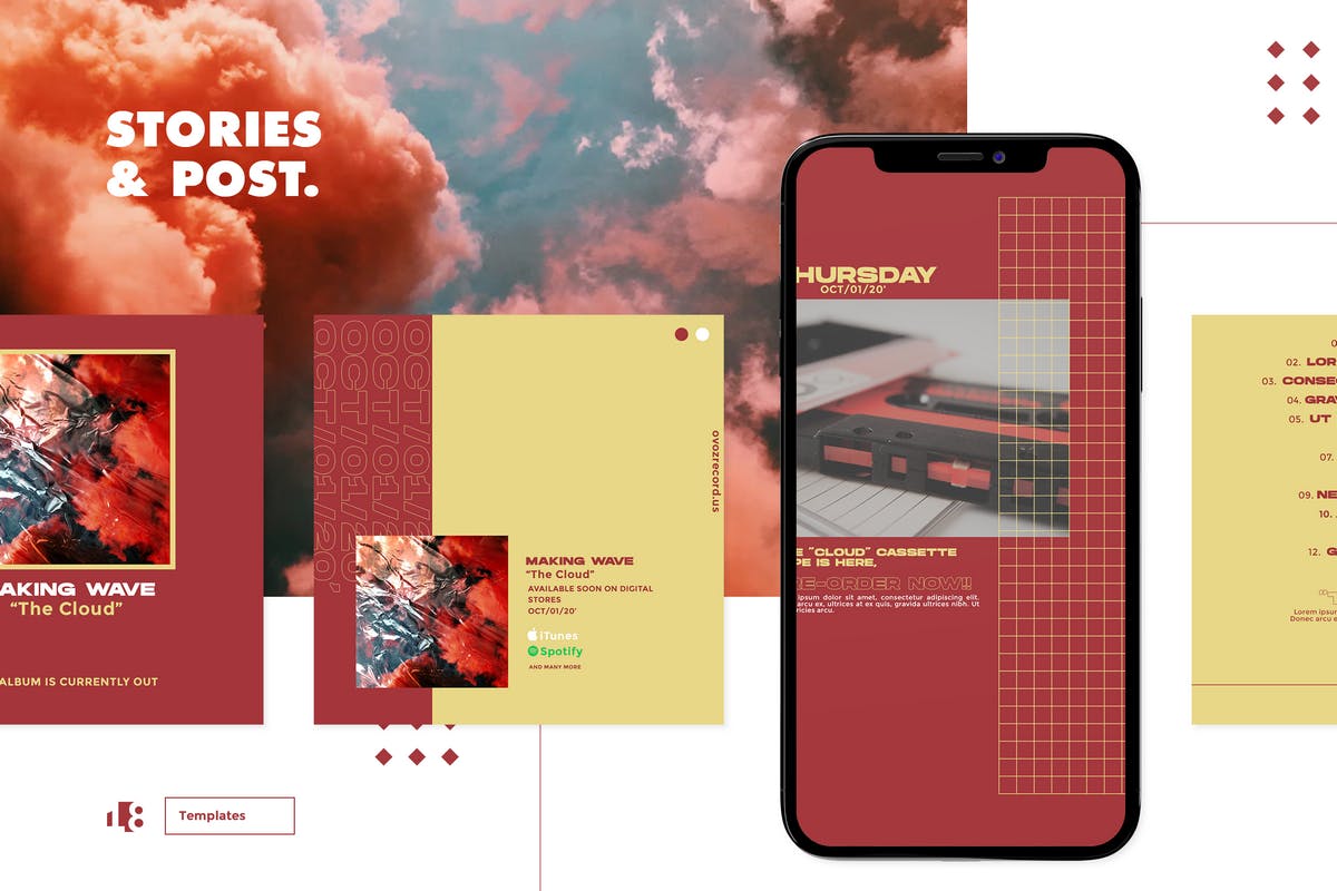 Instagram社交平台塑料纹理背景贴图设计模板第一素材精选v1 Instagram Template Vol.1插图(3)