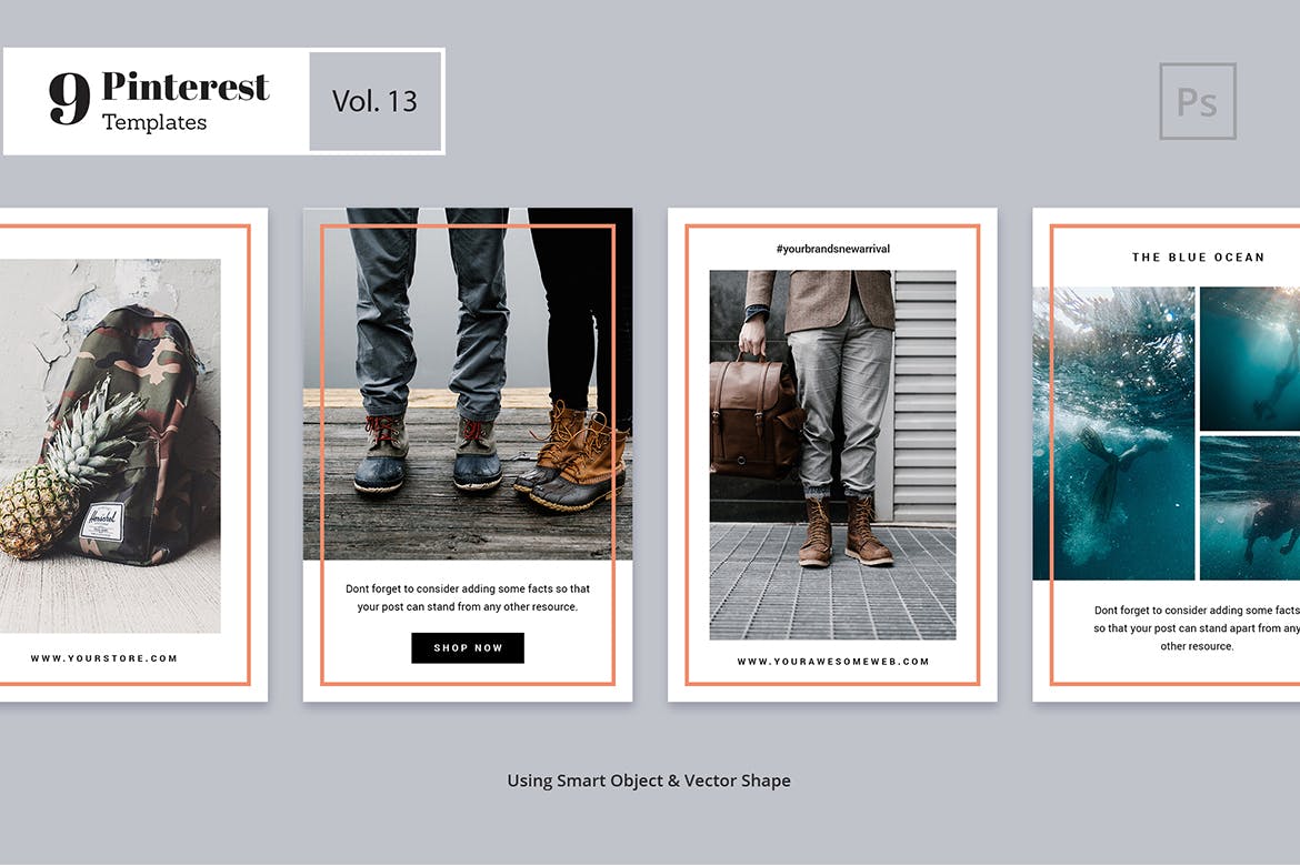 Pinterest社交电商推广设计素材模板第一素材精选v13 Pinterest Templates Vol. 13插图
