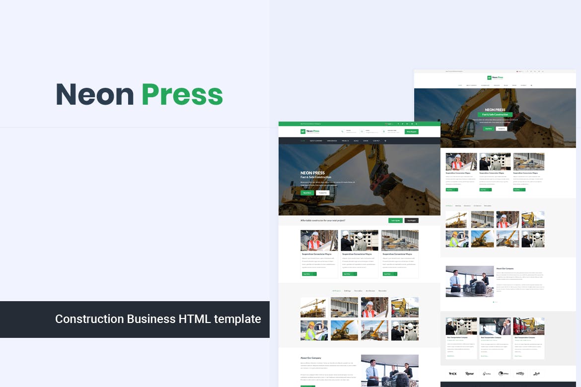 建筑业/建筑公司主题网站设计HTML模板第一素材精选 NeonPress – Construction Business HTML Template插图(1)