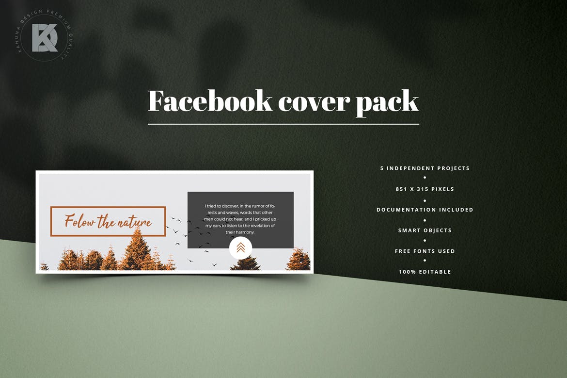 社交网站企业/品牌专业封面设计模板蚂蚁素材精选 Forest Facebook Cover Kit插图(5)