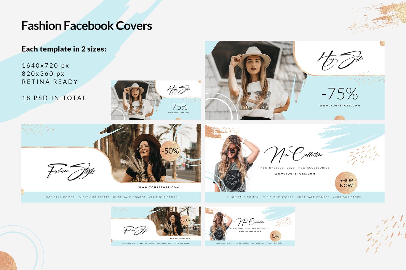 时尚品牌打折促销Facebook封面设计模板第一素材精选 Fashion Facebook Covers插图(1)