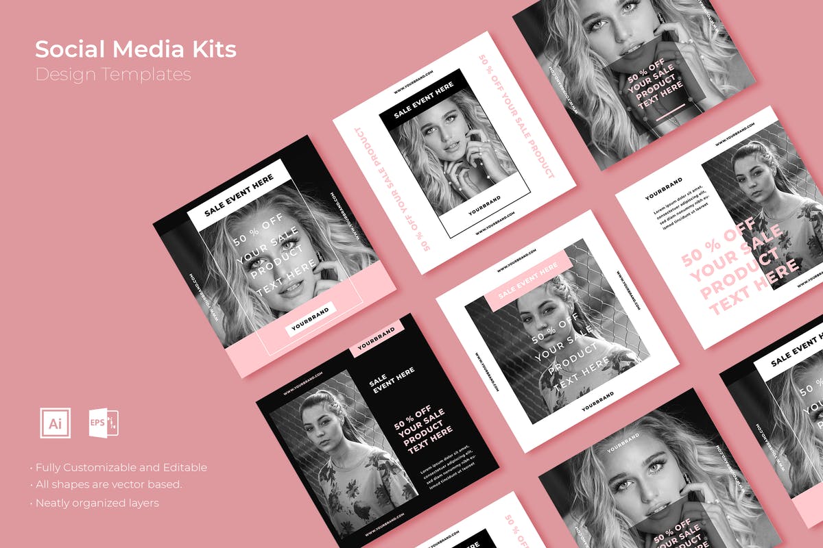 社交媒体新媒体品牌故事促销广告设计模板第一素材精选V35 SRTP – Social Media Kit.35插图