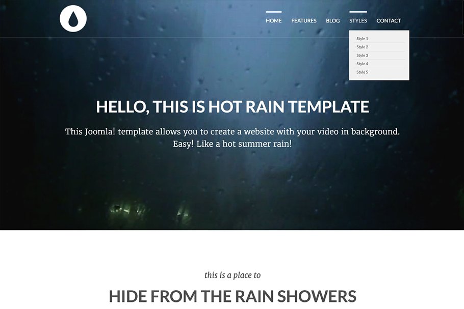 经典简约型自适应Joomla网站模板第一素材精选 Hot Rain插图(1)