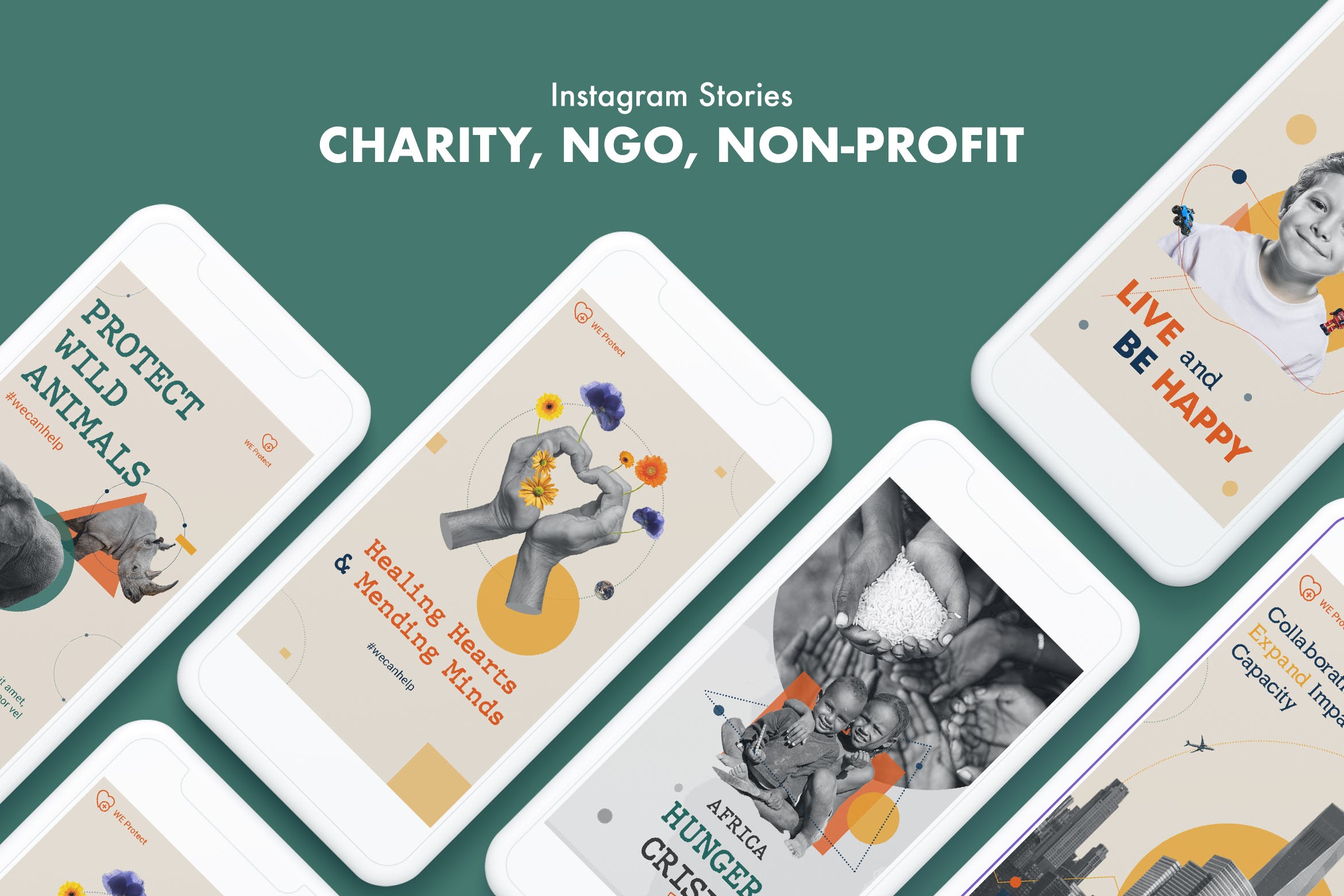 慈善/非政府/非盈利组织机构Instagram社交宣传设计素材 Charity, NGO, Non-Profit Instagram Stories插图