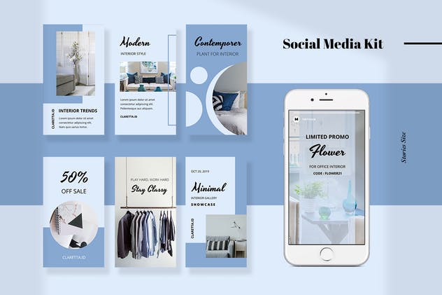 社交媒体新媒体促销第一素材精选广告模板集 Claretta – Social Media Kit插图(3)