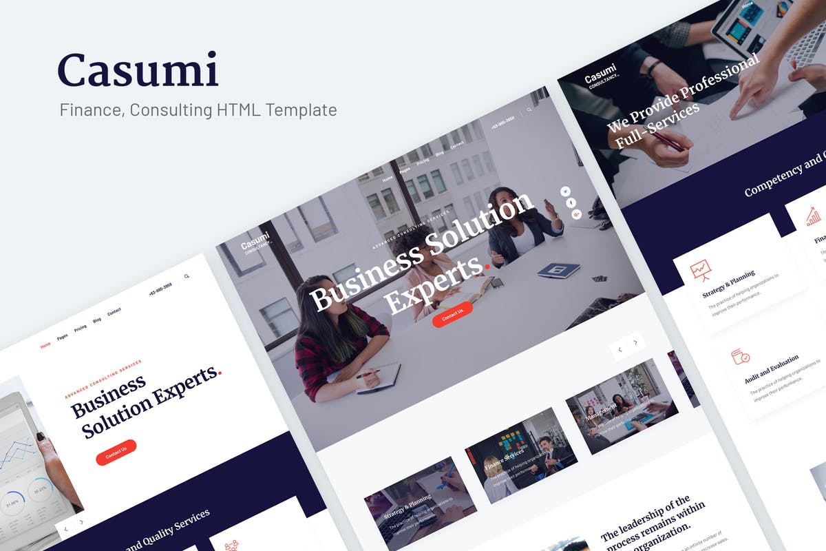 金融财务咨询服务主题HTML网站模板蚂蚁素材精选 Casumi | Finance, Consulting HTML Template插图