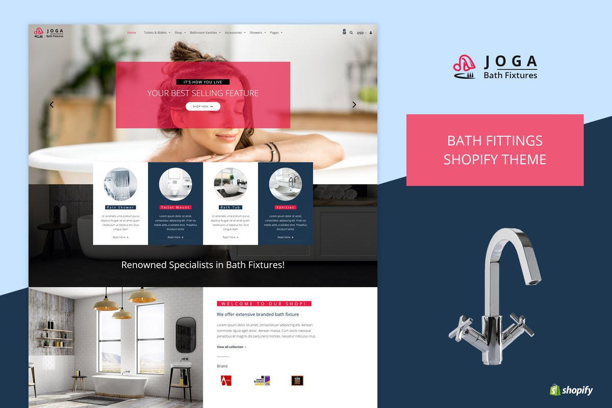 浴室厨卫设备外贸商城Shopify主题模板第一素材精选 Joga | Bath Fittings Shopify Theme插图
