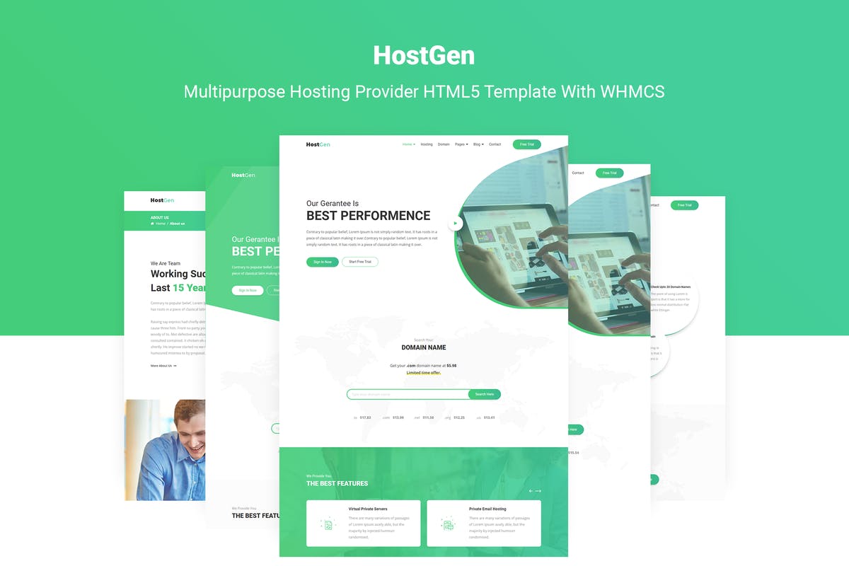 云服务器提供商网站WHMCS模板第一素材精选 HostGen – Hosting Provider Template With WHMCS插图