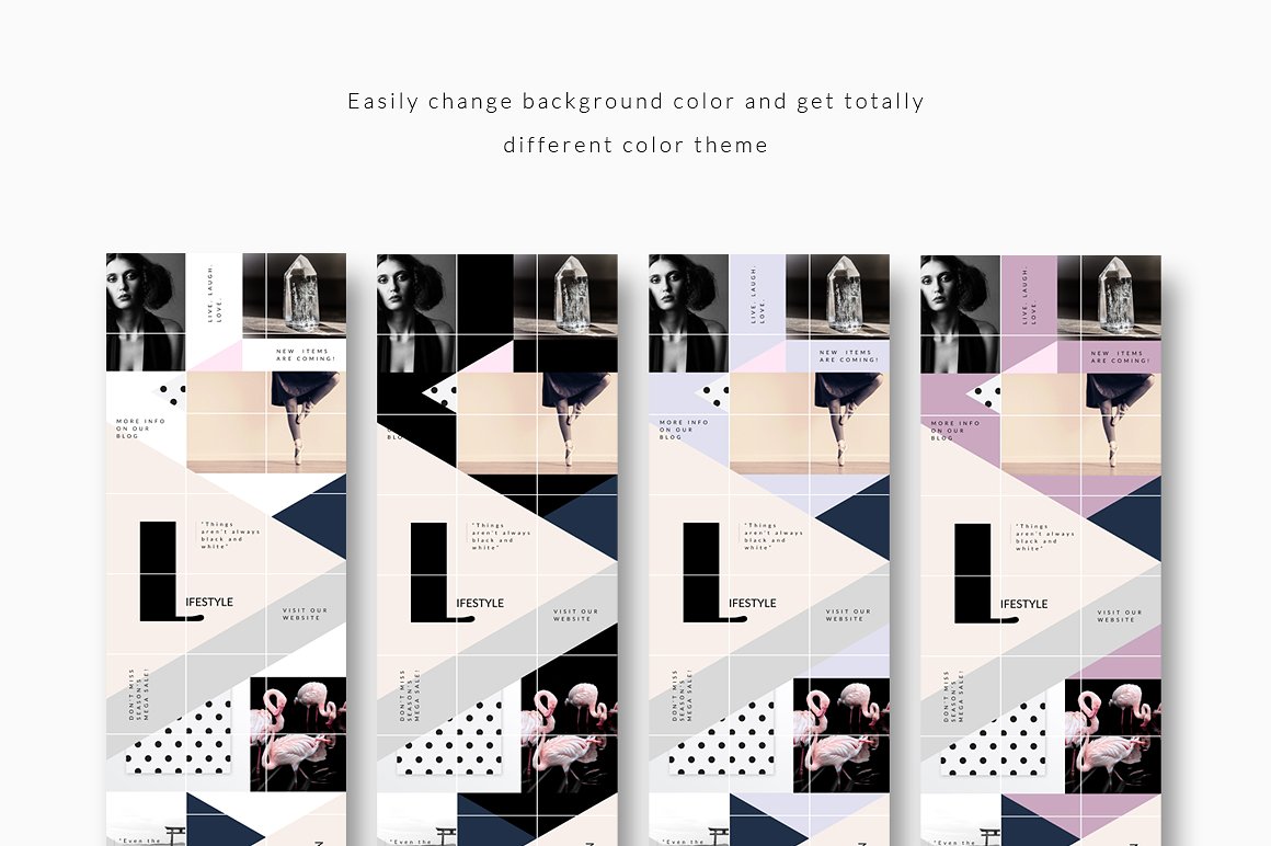 时尚高端几何形状布局的Instagram模板第一素材精选 Instagram PUZZLE template -Geometric [psd]插图(1)