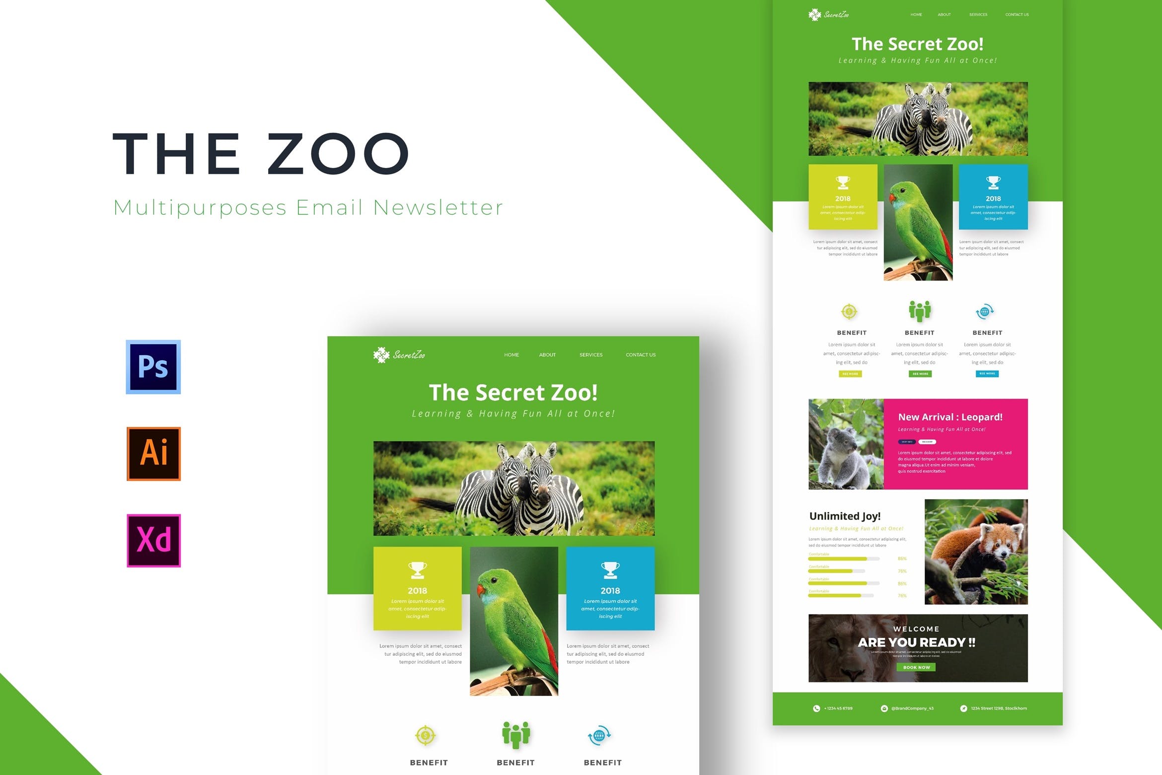 动物园/动物世界宣传推广邮件订阅模板 Zoo | Newsletter插图