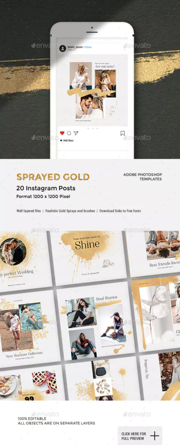 时尚喷金 – Instagram社交媒体博客模板第一素材精选插图