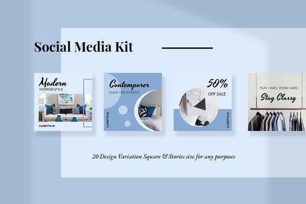 社交媒体新媒体促销第一素材精选广告模板集 Claretta – Social Media Kit插图(1)