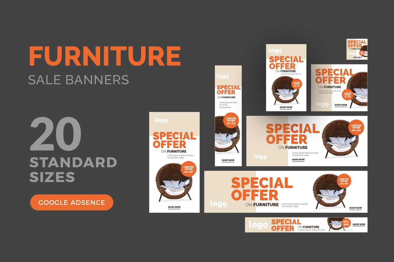 现代家具促销广告Banner设计模板 Furniture Sale Banners插图