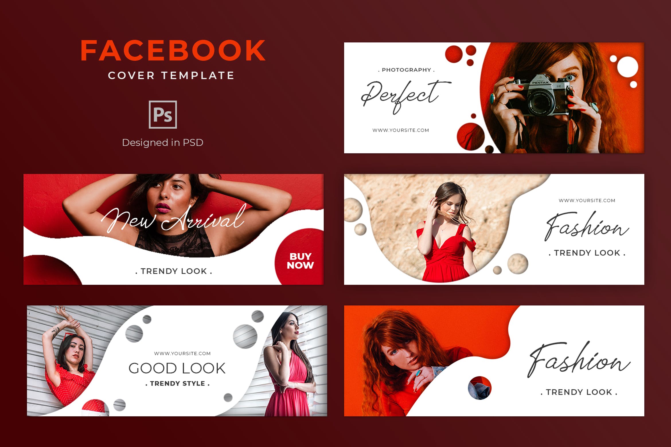 时尚奢侈品牌Facebook主页营销推广封面设计模板第一素材精选 Fashion Facebook Cover Template插图