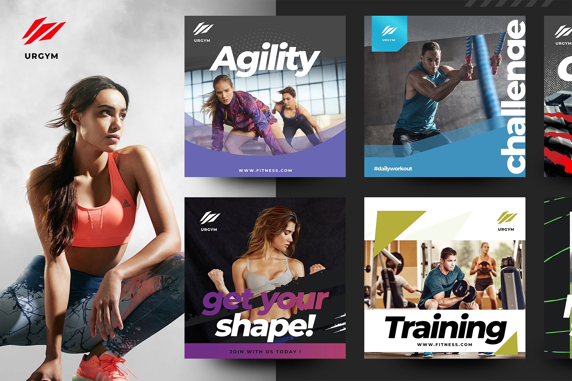 时尚健身&健身器材的instagram社交媒体模板第一素材精选 Fitness & Gym instagram pack 2.0 [psd]插图(1)