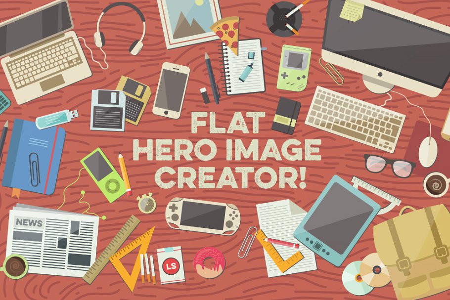 扁平设计风格巨无霸Banner第一素材精选广告模板 Flat Hero Image Creator插图