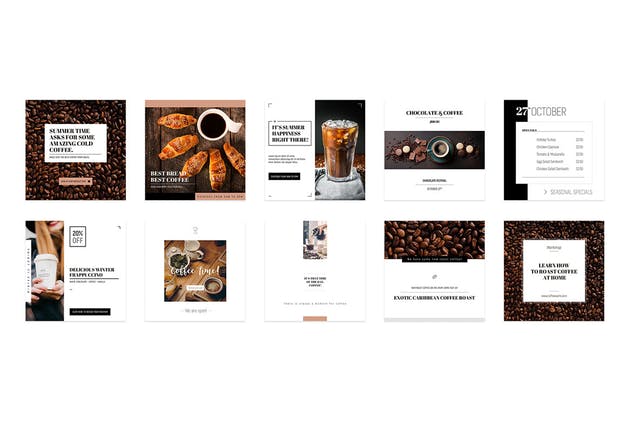 咖啡品牌社交媒体自媒体广告设计素材 Coffee House – Social Media Template插图(1)