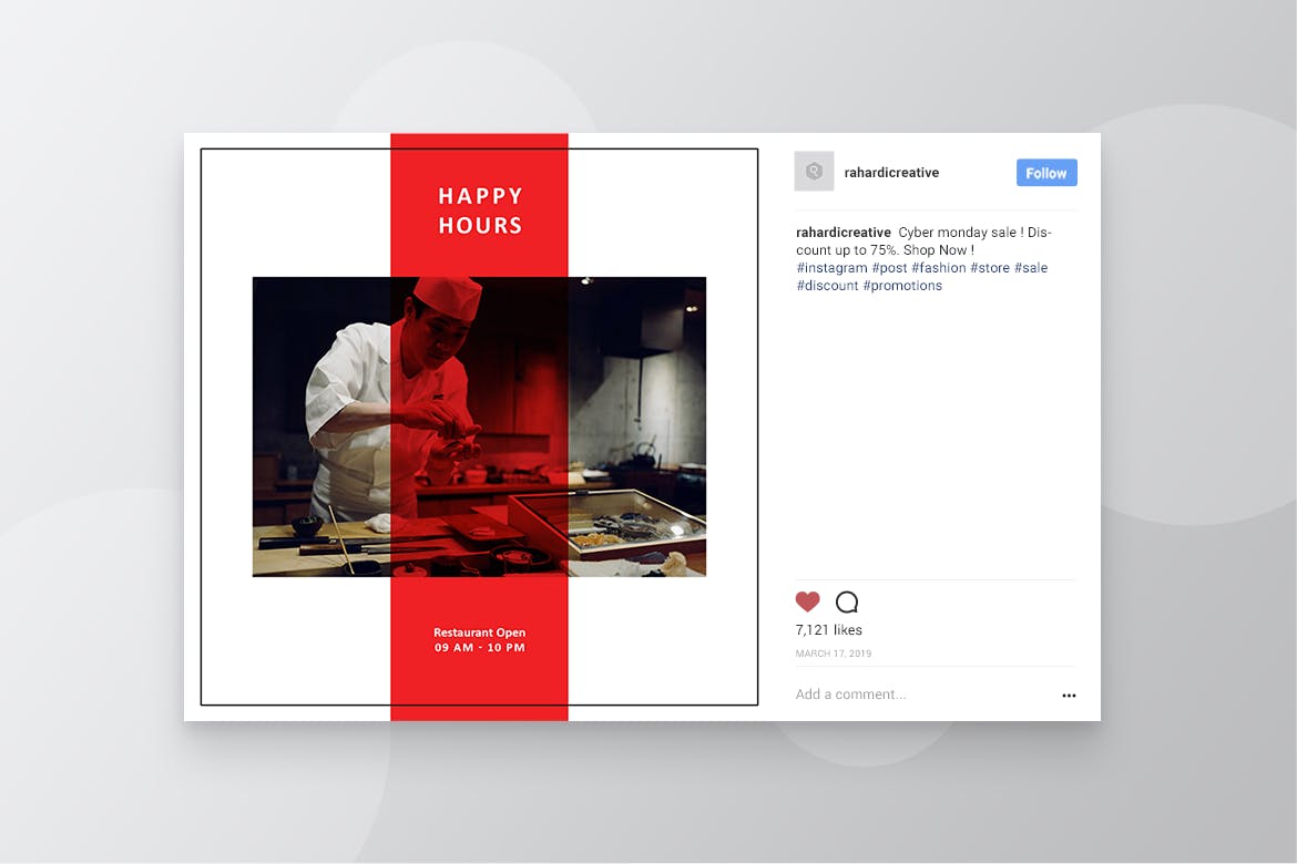 餐馆美食主题Instagram&Facebook社交文章贴图设计PSD模板第一素材精选 MOCARONI Restaurant/Food Instagram & Facebook Post插图(4)