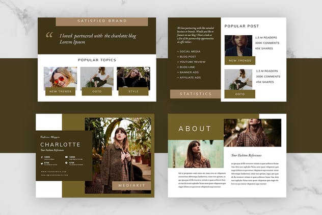优雅时尚社交媒体博客媒体设计素材包v1 Charlotte – Media Kit  & Sponsorship插图(3)