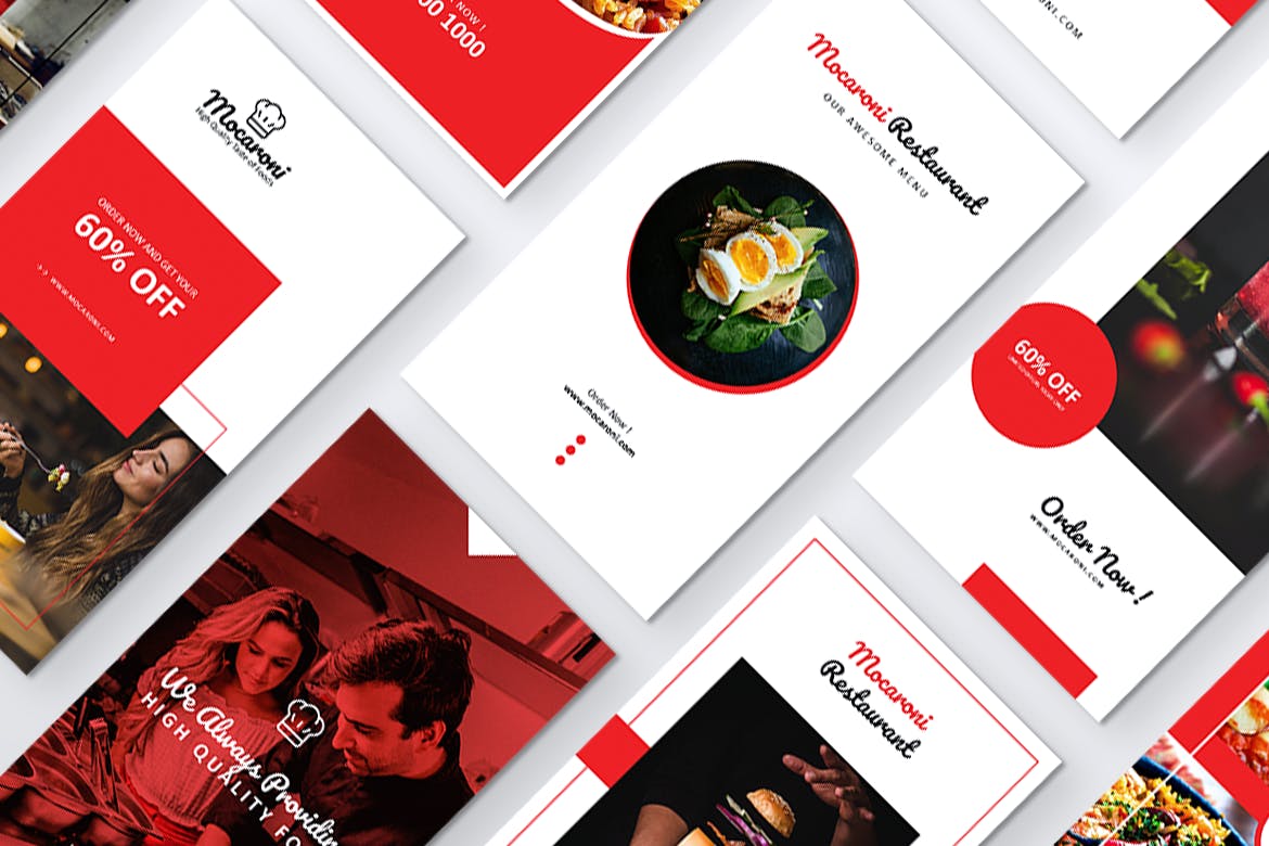 餐馆美食主题Instagram&Facebook社交品牌宣传图片设计PSD模板第一素材精选 MOCARONI Restaurant/Food Store Instagram Stories插图(3)