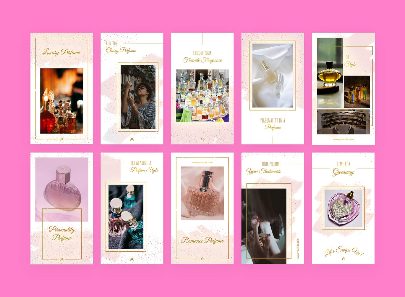 香水品牌故事推广Instagram设计素材包 Fragranza – Instagram Story Pack插图(1)