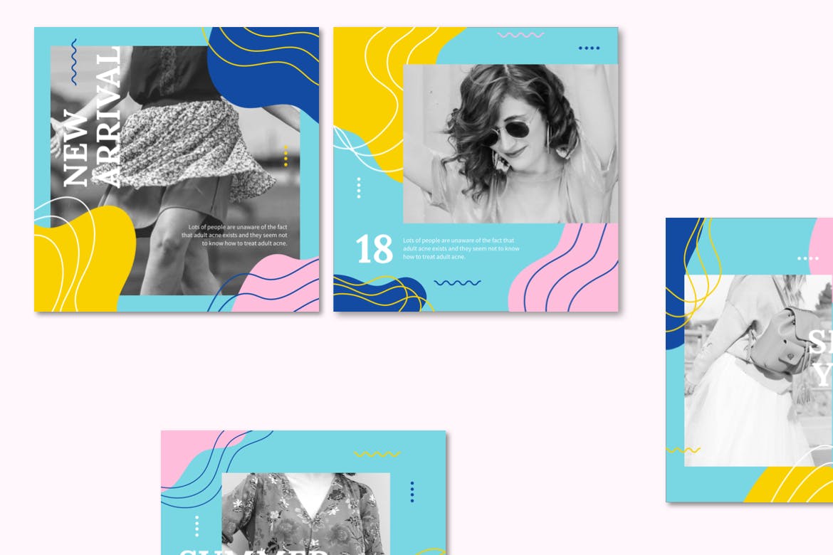 现代孟菲斯设计风格社交贴文设计模板大洋岛精选 Instagram Post Templates插图2