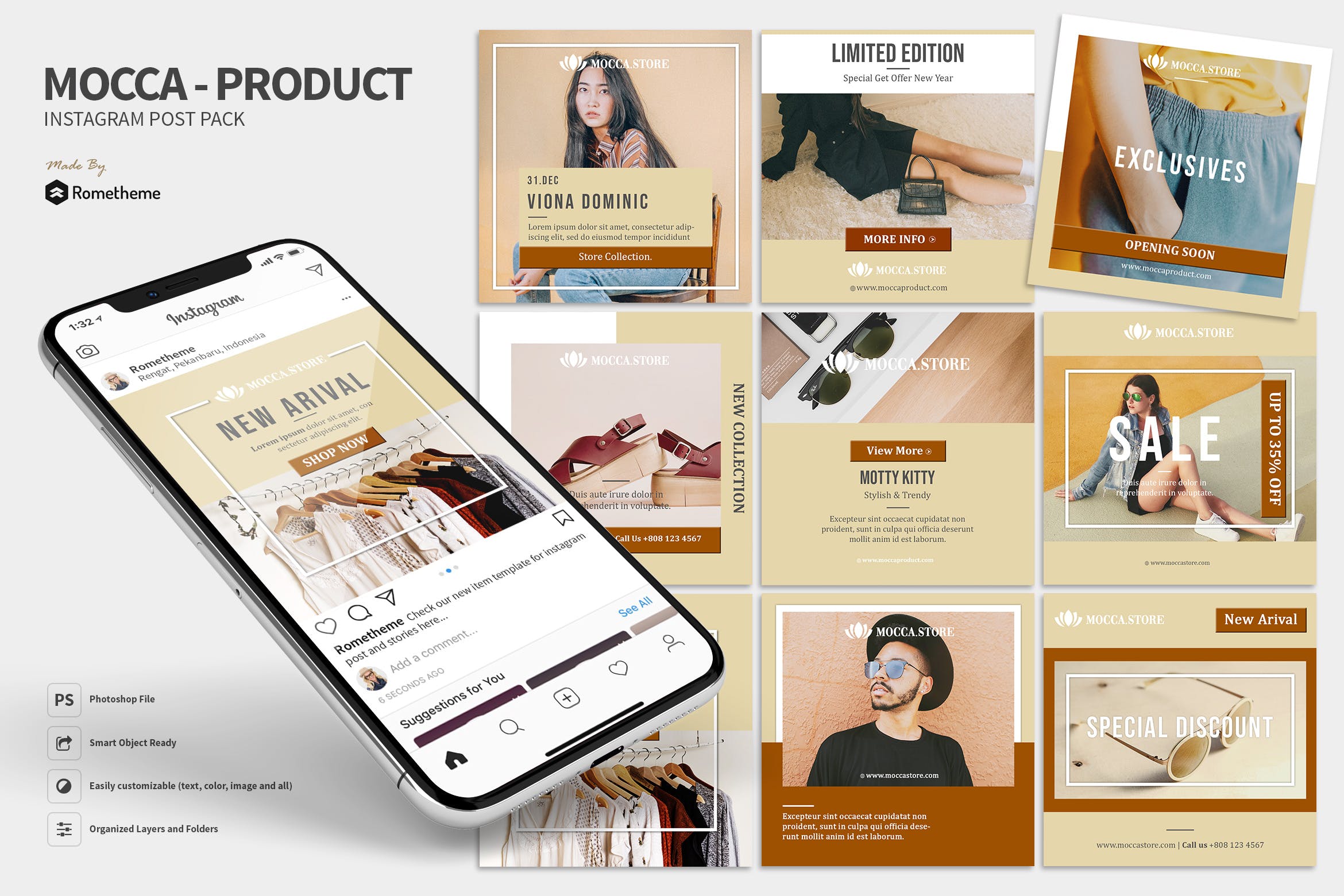 极简主义产品&促销广告Instagram社交素材 Mocca – Minimal Product and Sale Instagram Post HR插图