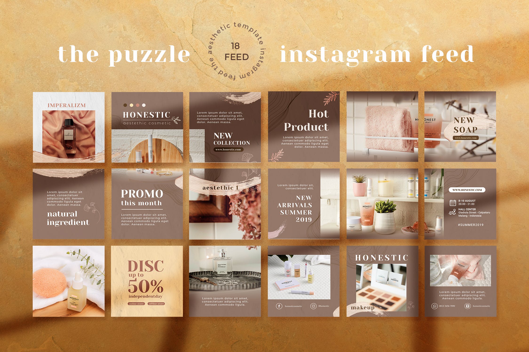 美容护理品牌Instagram社交平台营销设计素材 Beauty Care – Instagram Puzzle插图(4)