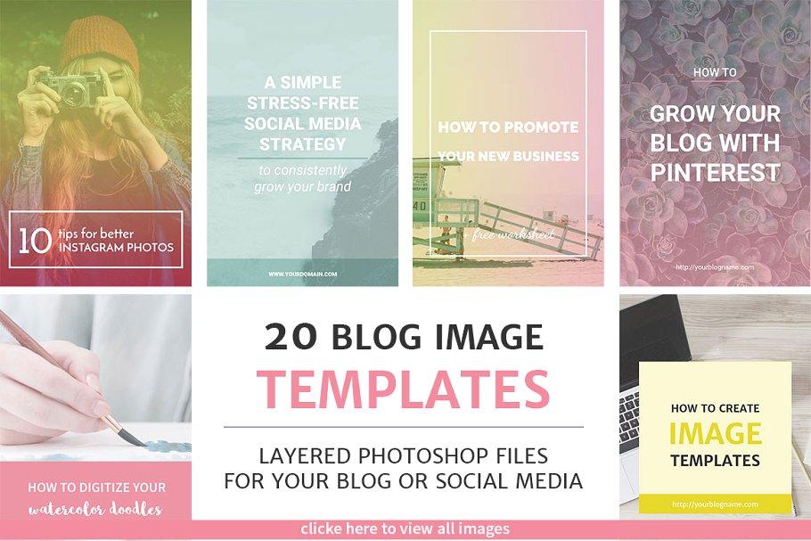 20款博客&Instagram设计贴图模板第一素材精选 20 Blog Post and Instagram Templates插图