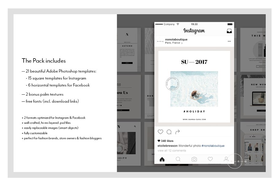 时尚服饰社交媒体贴图模板蚂蚁素材精选 Fashion Social Media Pack • Nanna插图(1)