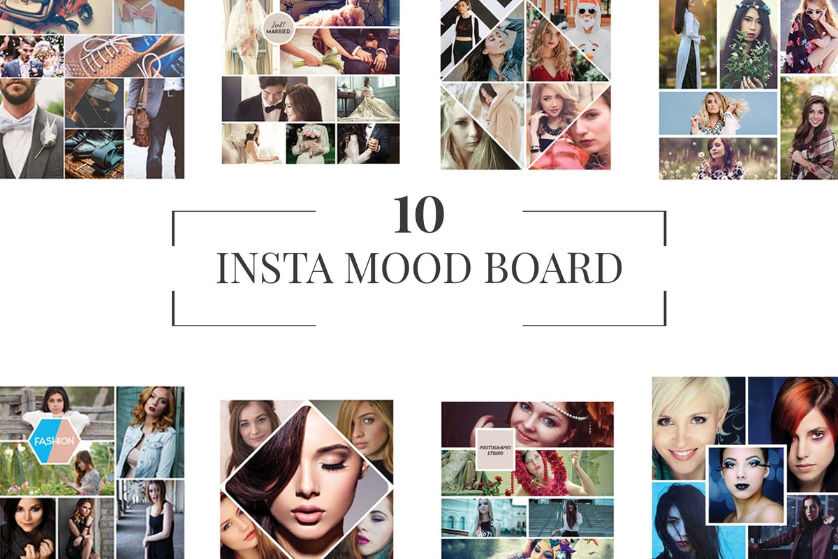 10款Instagram社交媒体人物照片拼图设计模板蚂蚁素材精选v1 10 Instagram Mood Board Templates V1插图