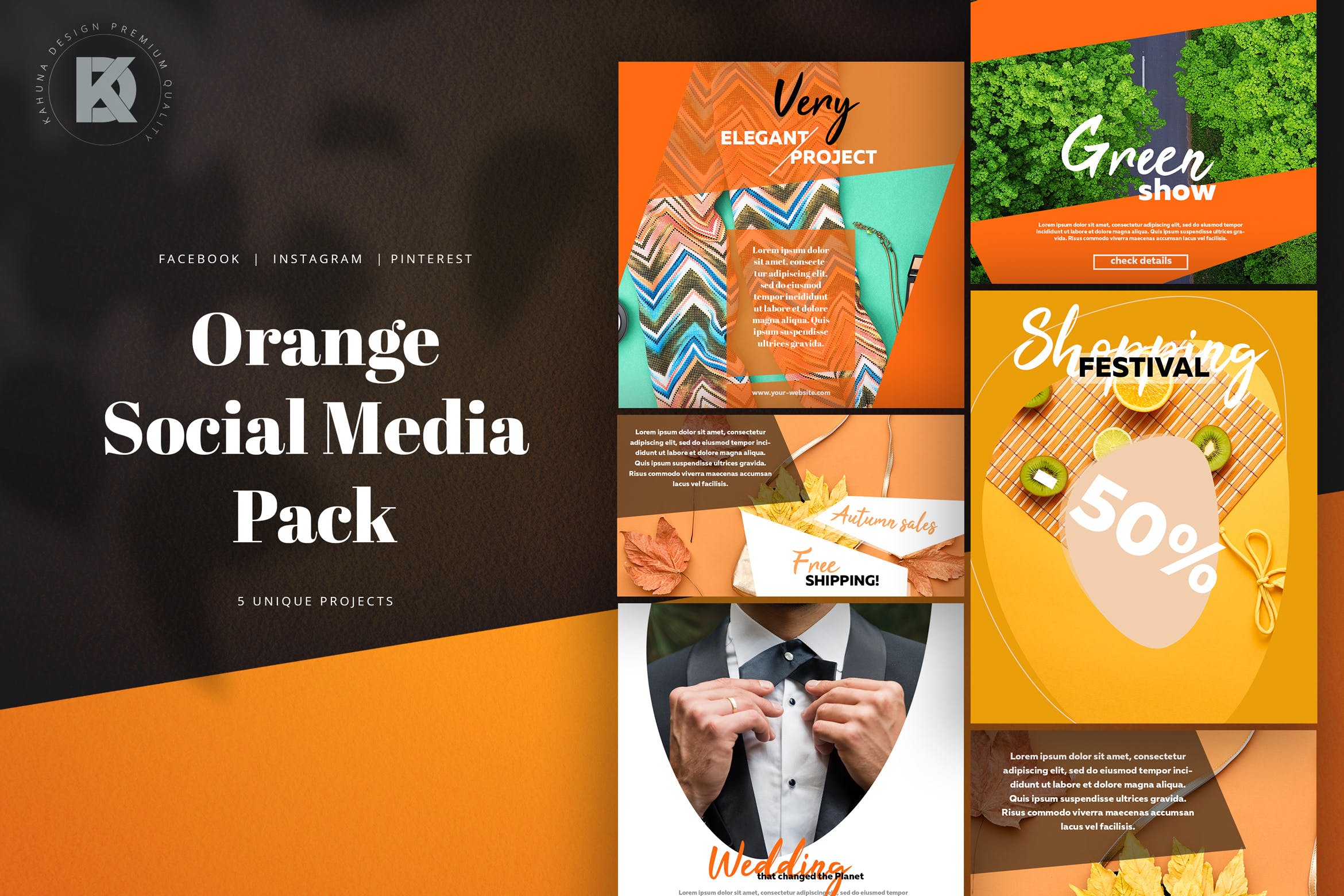 橙色社交媒体新媒体营销推广设计素材 Orange Social Media Banners Pack插图